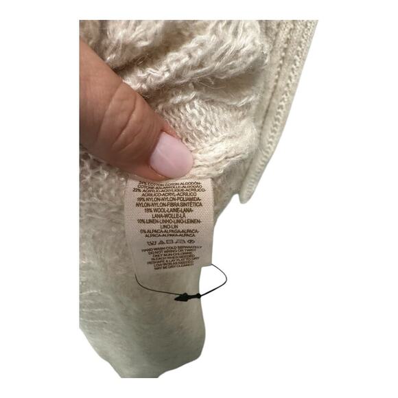 FP Cream Open Knit Sweater Dress XS Maxi Fitted Parisian Soft Girl Bohemian - Picture 6 of 16